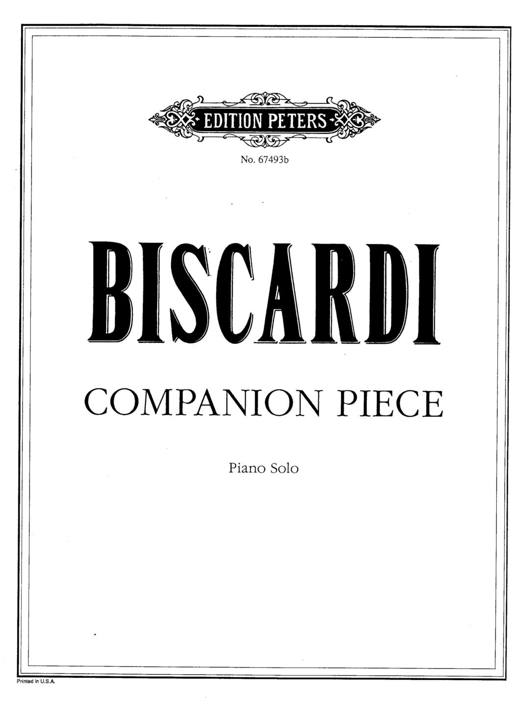 Companion Piece (for Morton Feldman) Chester Biscardi